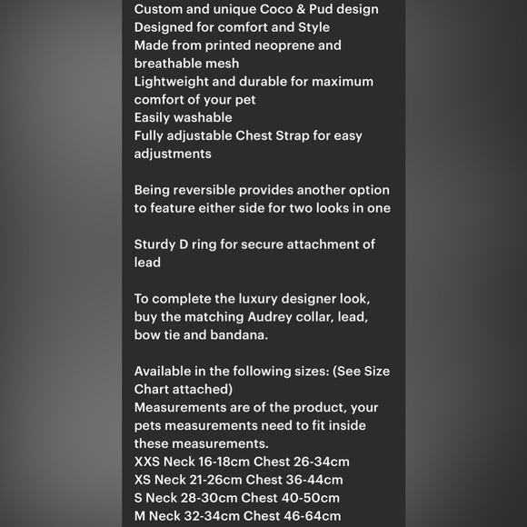 Coco & Pud Audrey Dog Harness, Tiffany Blue/White, X-Small, Small, NWOT - Picture 9 of 9